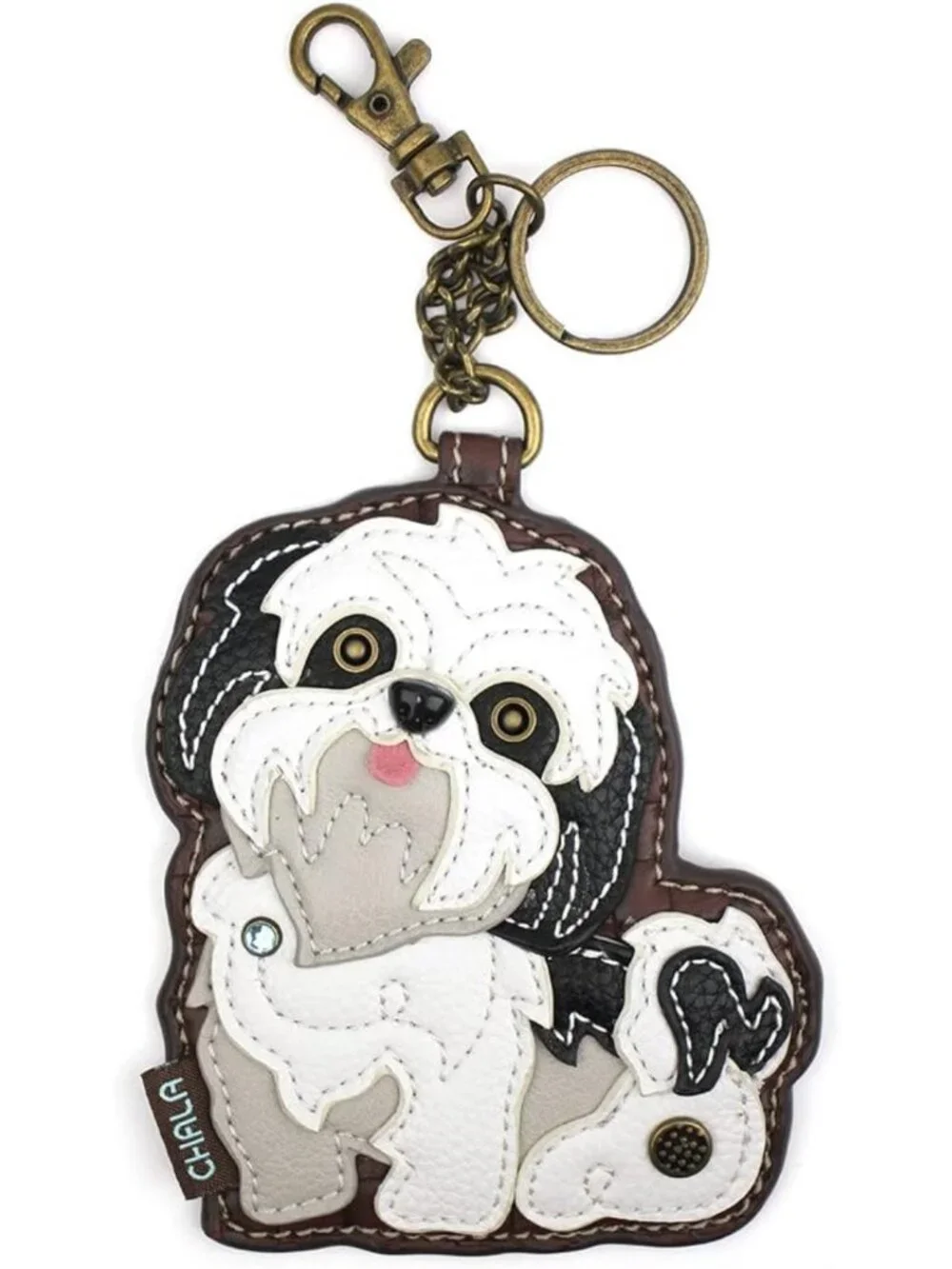 Decorative Shih Tzu Key Fob & Coin Purse Accessory for Dog Lovers - White